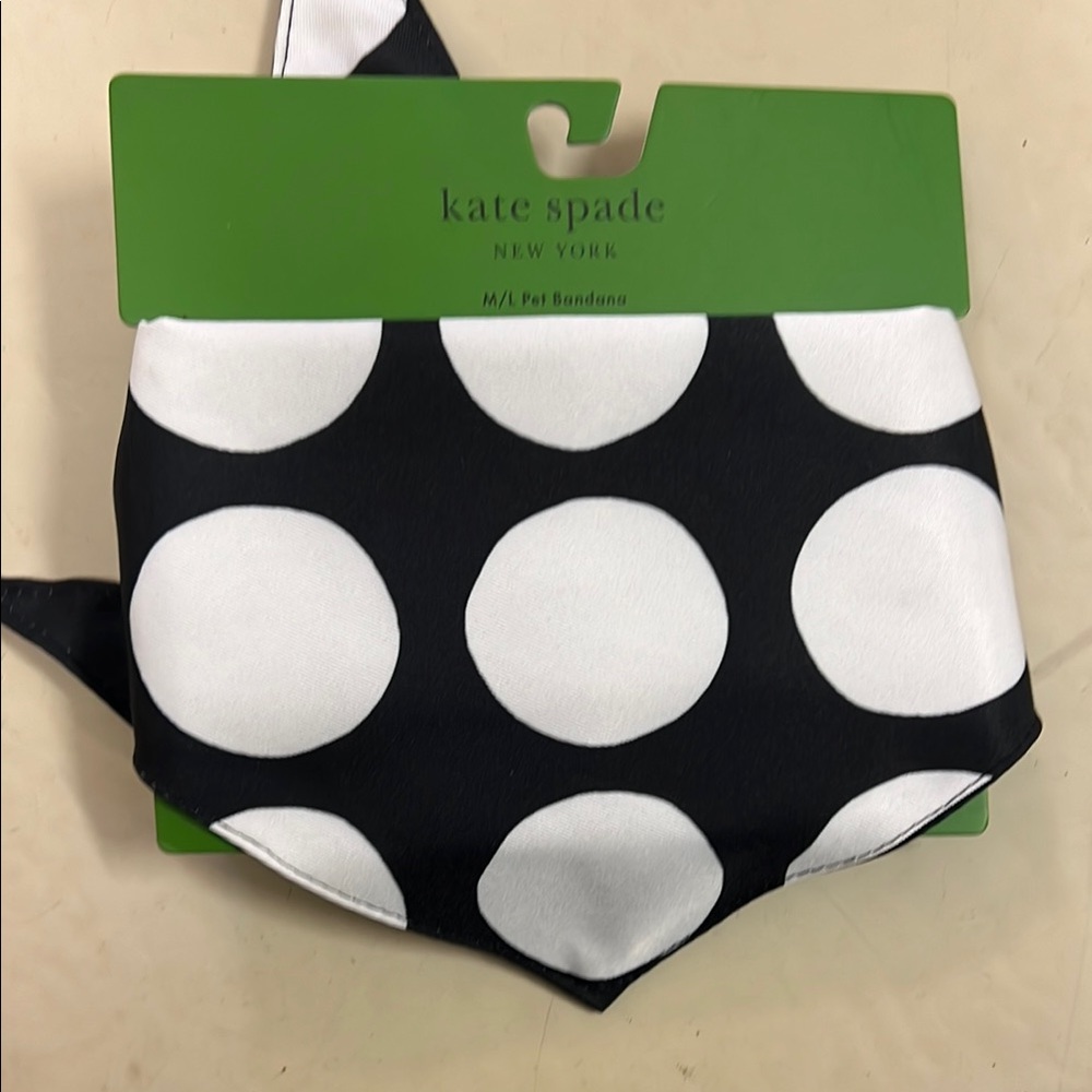 M/L Kate Spade Black and White Polka Dot pet Bandana